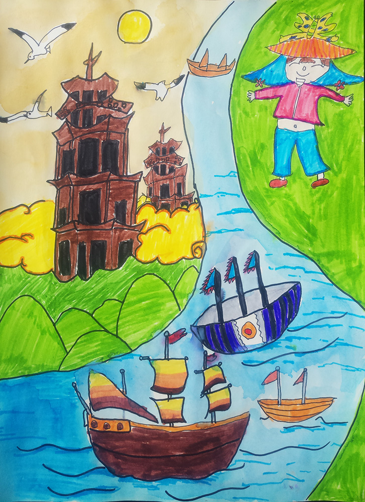 《海丝文化》
推荐机构:半里艺术（作者：陈煜坤）
作品介绍:绘画泉州走向世界重要出发站，海上丝绸之路沿各国交流融入，孕育了泉州历史景观与多元文化的美好生活（作者: 陈煜坤）