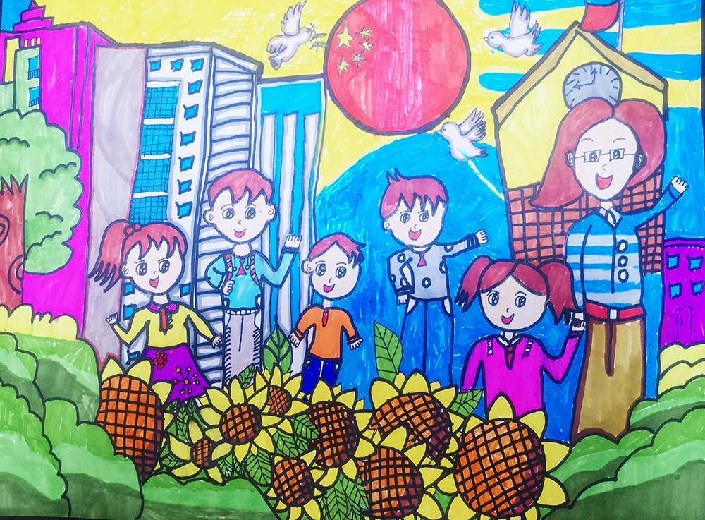 《美好校园》
推荐机构:半里艺术（作者：董书娴）
作品介绍:和谐校园，你我携手同行，给孩子们心灵希望与力量，老师对每个孩子观关爱成长，一起携手共创美好和谐校园（作者: 董书娴）